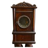 An unusual 19th century mahogany floor standing 4-pillar clock, with brass dial, 8-day movement