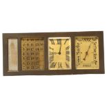 A French Art Deco combination desk clock/barometer/calendar, with gilded dials and brass strut case,