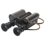 A pair of Ross military issue prism binoculars marked NSL (National Service League), with leather