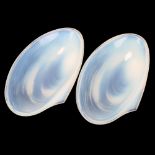 Pair of Sabino opalescent glass shell dishes, length 18cm Very good condition