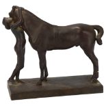 Erich Schmidt-Kestner (1877 - 1941), Amazone Mit Pferd, patinated bronze, signed on base, height