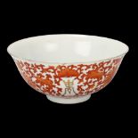 A Chinese white glaze porcelain bowl with painted geometric designs, 4 character mark, diameter 16cm