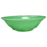 Jobling uranium green glass bowl with moulded harvest design, diameter 27cm Very good condition