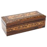 Victorian Tunbridge Ware rosewood and micro-mosaic box, length 25.5cm Very good clean condition
