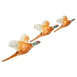 Graduated set of 3 Beswick flying pheasant wall ornaments, pattern no. 661, largest length 31cm