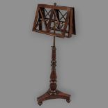 A 19th century mahogany duet music stand, with brass telescopic column Good solid condition, signs