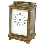 A French brass-cased 8-day carriage clock, height 12cm