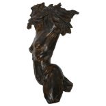 Kate Dixon, bronze patinated composition nude torso sculpture, signed with monogram dated '98,