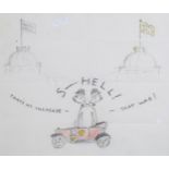 Rex Whistler (1905 - 1944), Shell Oil advertising sketch, pencil/crayon on paper, 18cm x 21cm,