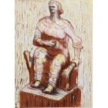 Henry Moore (1898 - 1986), seated figure, proof lithograph 1950 for Penrose Cramer no. 13, image