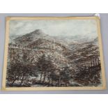 Gerald Ososki, Tuscany landscape, crayon/pastel on card, exhibited at the RBA 1960, signed, 47cm x