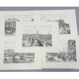 Tadeusz Ochalski, set of 4 prints of London, signed in pencil, image 20cm x 27cm, unframed Good