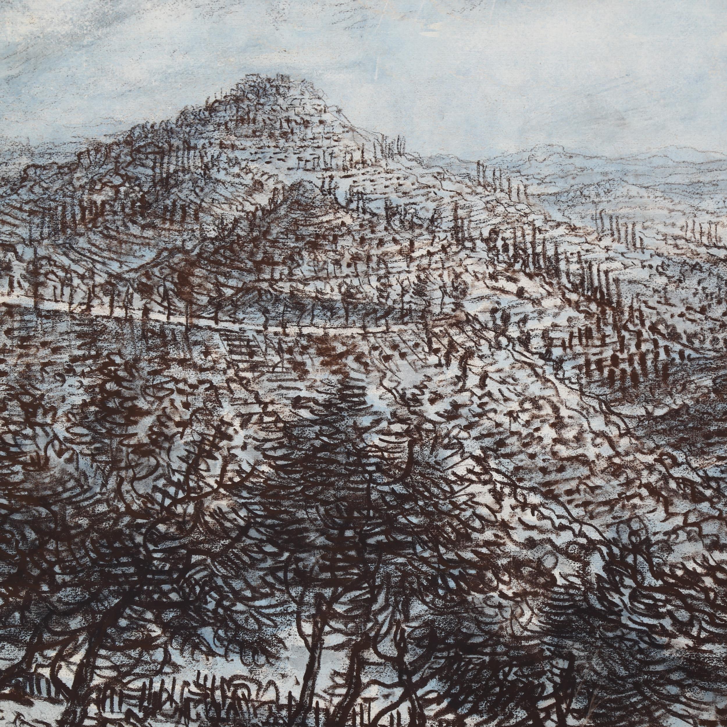 Gerald Ososki, Tuscany landscape, crayon/pastel on card, exhibited at the RBA 1960, signed, 47cm x - Image 2 of 4