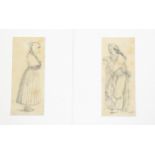 William Henry Hunt (1790 - 1864), 2 figure drawings (from the Fry Collection of Early British