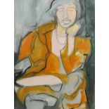 Vincent Mikuska, figure study, acrylic/pencil on paper, signed and dated 1990, 64cm x 48cm, framed