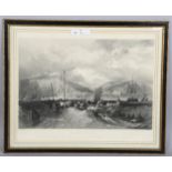 R Wallace after JMW Turner, engraving, Hastings, image 16" x 23", framed Good condition