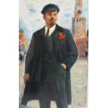 Vladimir Nikolaevich Simashkevic (1907-1978), oil on paper, Lenin, 40.5cm x 26 cm, mounted and