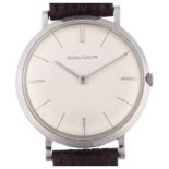 JAEGER LECOULTRE - a Vintage stainless steel ultra thin mechanical wristwatch, silvered dial with