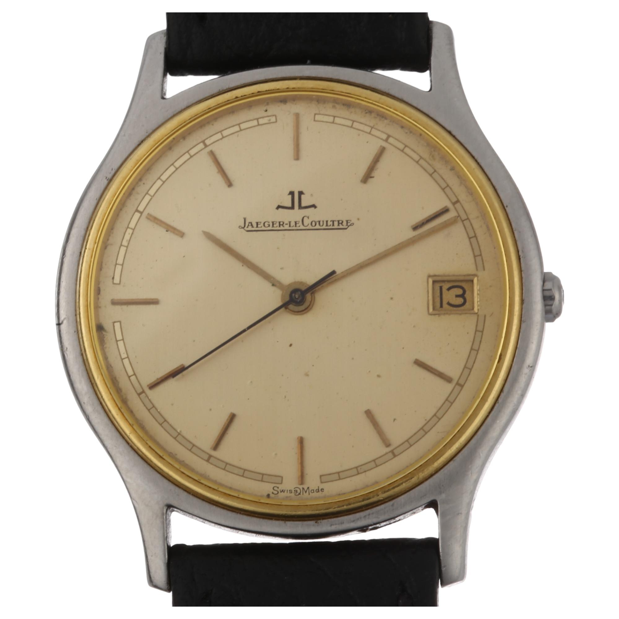 JAEGER LECOULTRE - a bi-colour stainless steel quartz wristwatch, ref. 140.113.5, champagne dial