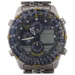 CITIZEN - a stainless steel Navihawk World Time Blue Angels quartz chronograph bracelet watch,