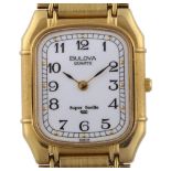 BULOVA - a gold plated stainless steel Super Seville quartz bracelet watch, white dial with Arabic