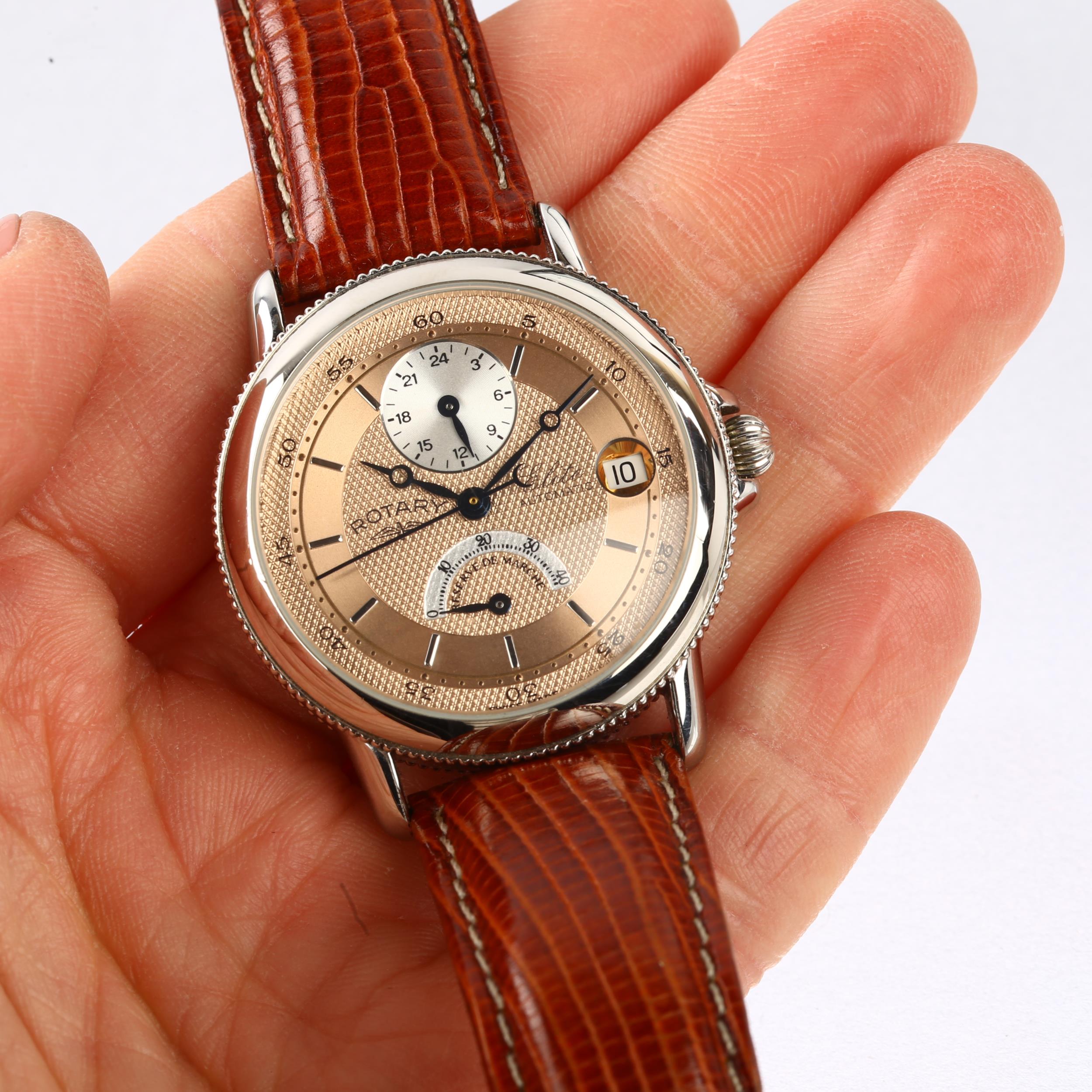 ROTARY - a stainless steel Elite automatic wristwatch, ref. 1.278.0.0.04, engine turned rose gilt - Image 5 of 5