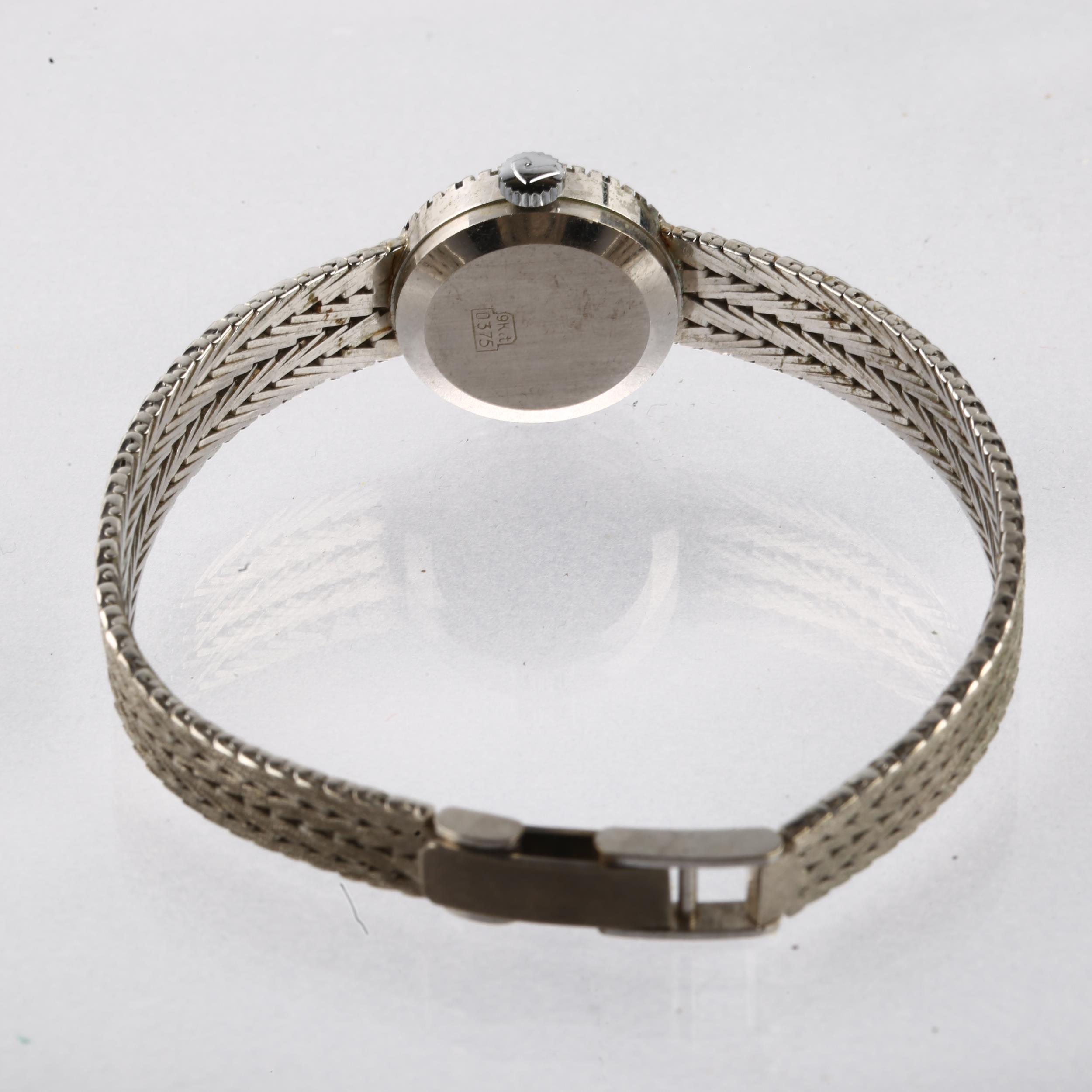 ROAMER - a lady's 9ct white gold sapphire and diamond mechanical cocktail bracelet watch, silvered - Image 4 of 5