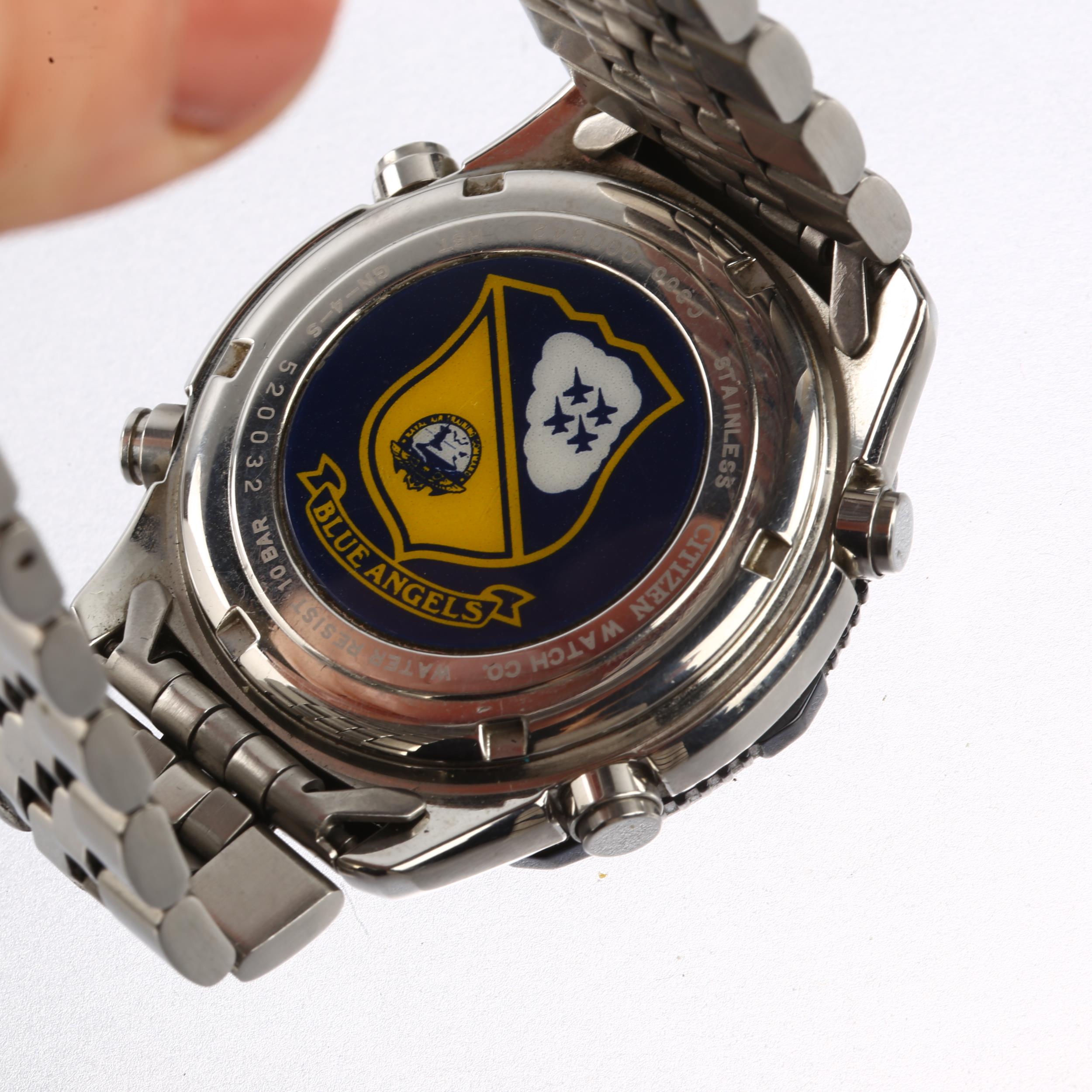 CITIZEN - a stainless steel Navihawk World Time Blue Angels quartz chronograph bracelet watch, - Image 4 of 5