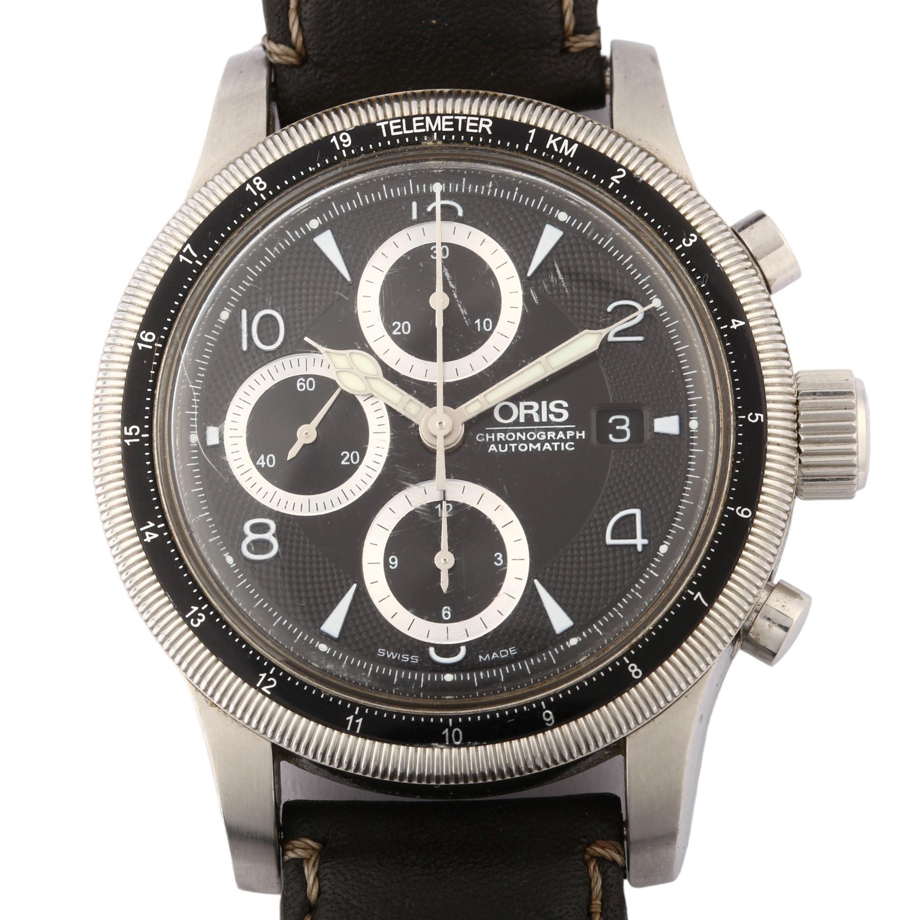 ORIS - a stainless steel Big Crown Telemeter automatic chronograph wristwatch, ref. 7569, engine