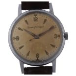 GIRARD-PERREGAUX - a Vintage stainless steel mechanical wristwatch, silvered dial with gilt