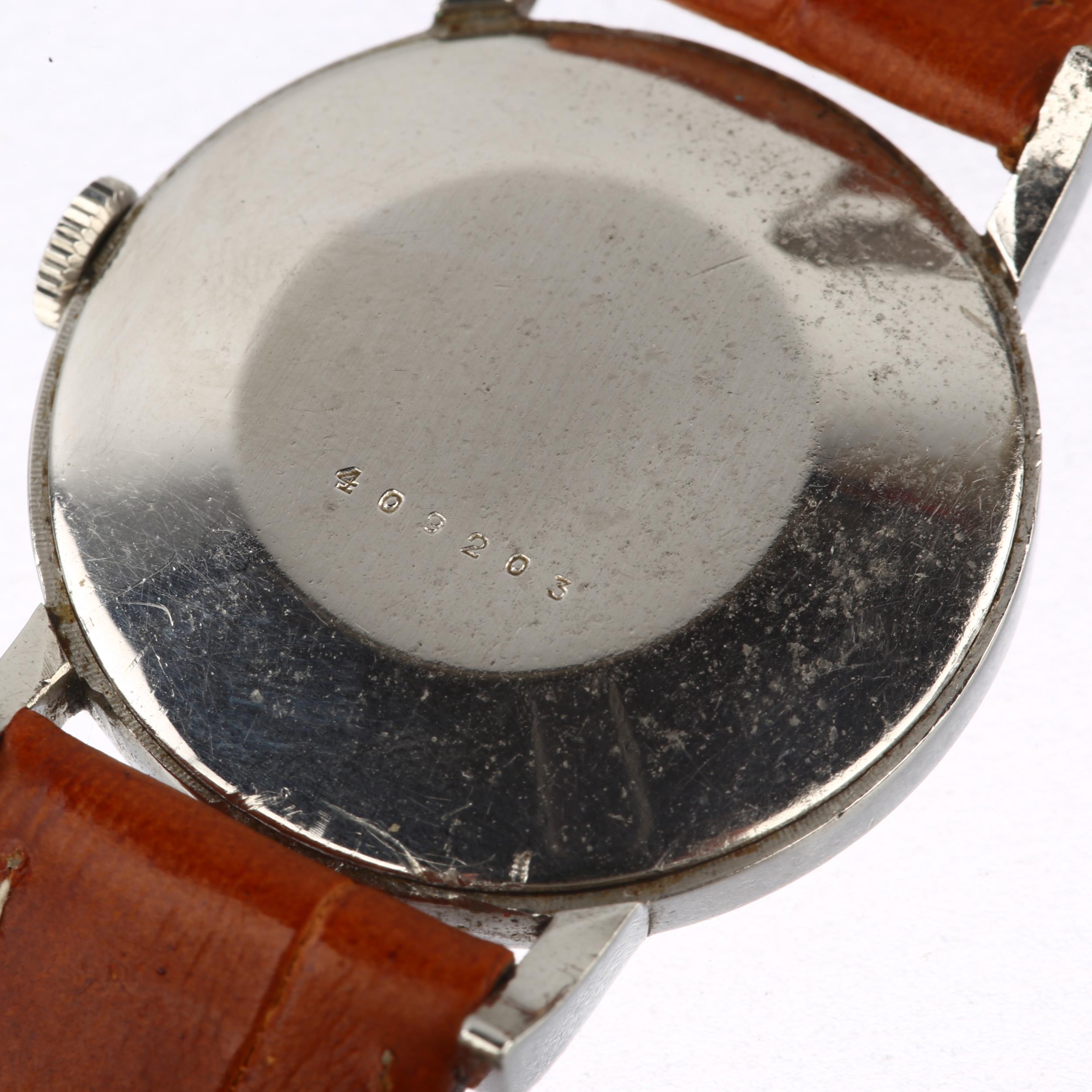 JAEGER LECOULTRE - a Vintage stainless steel mechanical wristwatch, circa 1950s, silvered dial - Image 4 of 5