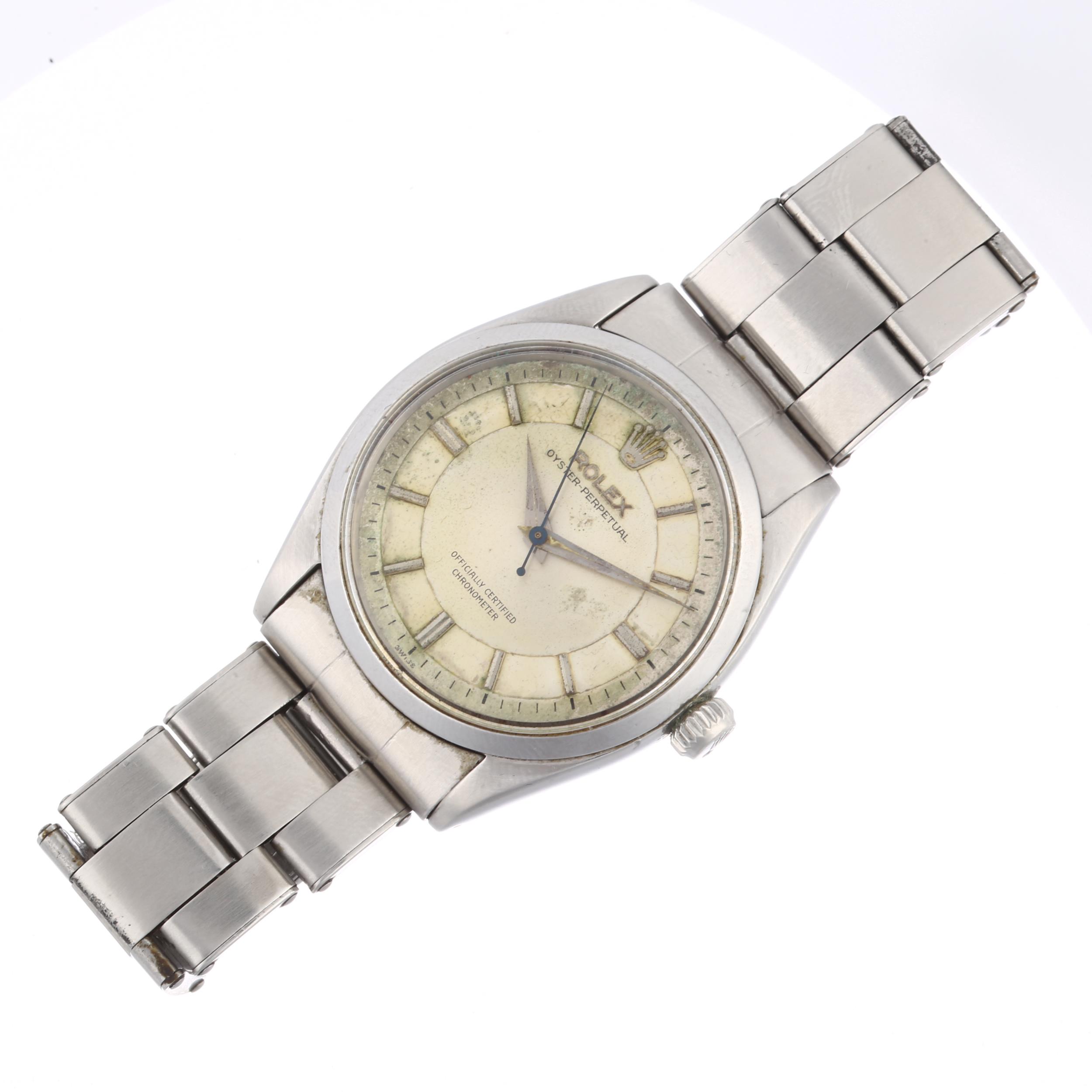 ROLEX - a Vintage stainless steel Oyster Perpetual automatic bracelet watch, ref. 6564, circa - Image 2 of 5