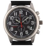 CITIZEN - a stainless steel Eco-Drive WR100 quartz chronograph wristwatch, ref. H500-S026989,