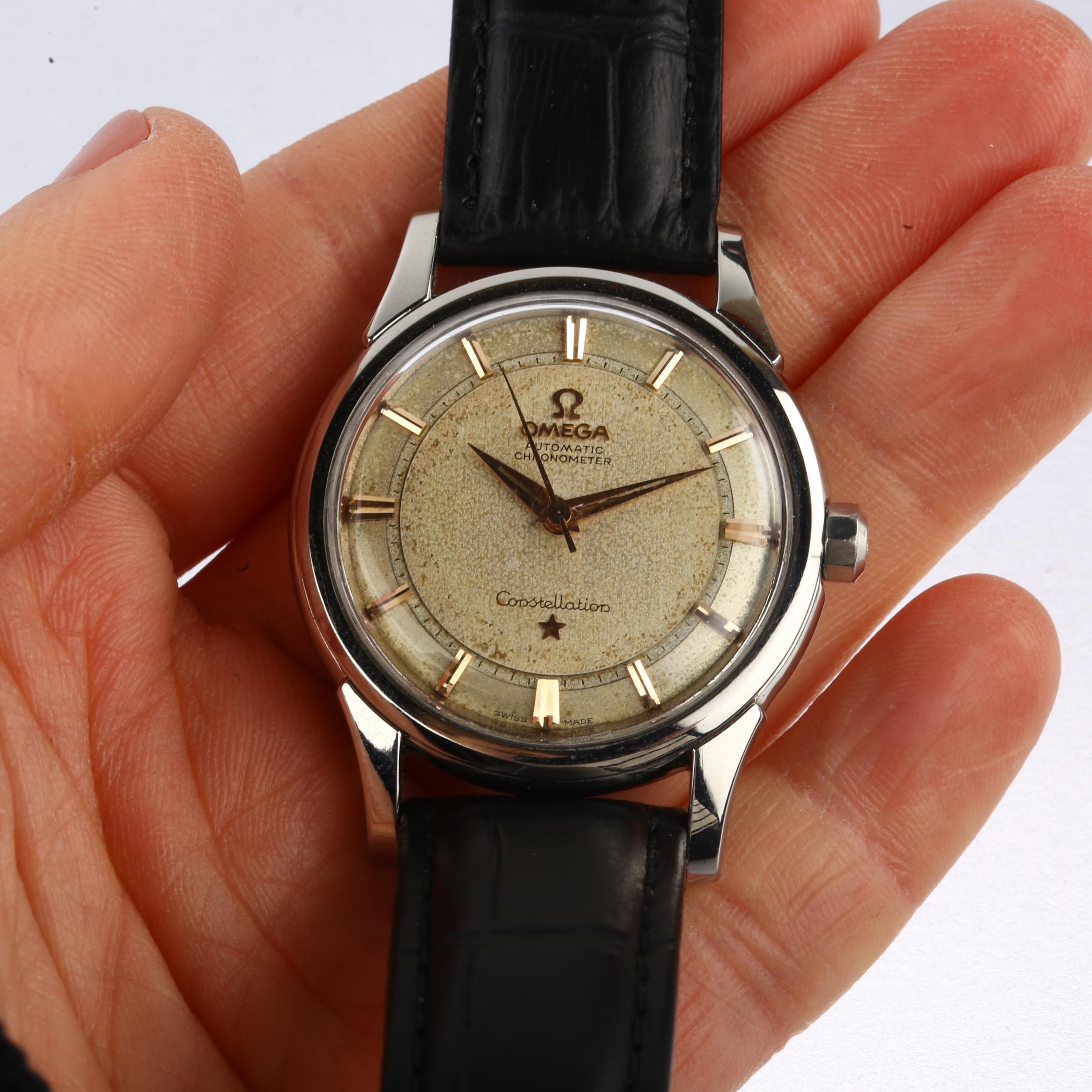 OMEGA - a Vintage stainless steel Constellation automatic chronometer wristwatch, ref. 14381-2, - Image 5 of 5