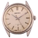 SEIKO - a stainless steel mechanical wristwatch, silvered dial with baton hour markers and sweep