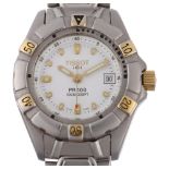 TISSOT - a lady's stainless steel PR100 quartz bracelet watch, white dial with gilt luminous dot