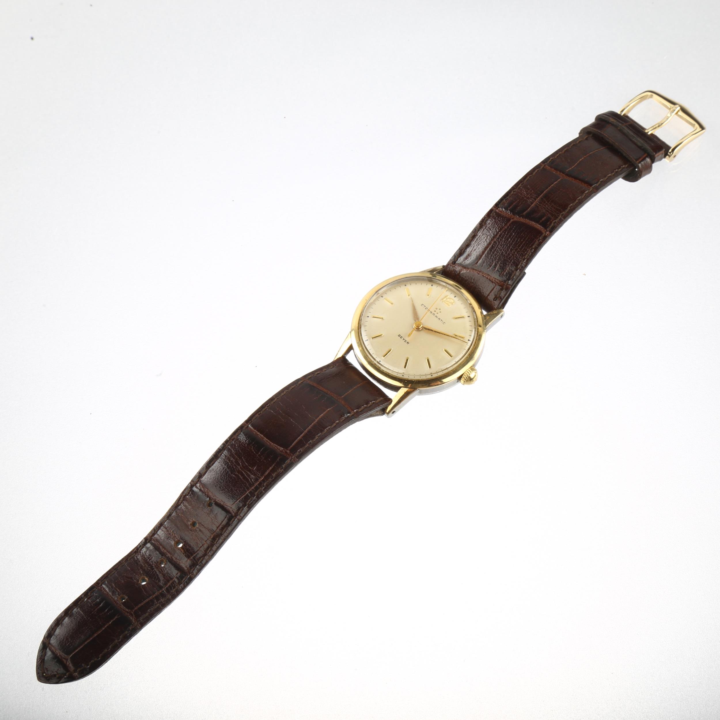 ETERNA-MATIC - a gold plated stainless steel Beyer automatic wristwatch, silvered dial with gild - Image 2 of 5