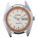 CITIZEN - a stainless steel automatic wristwatch, ref. 71-2591, orange and silvered dial with