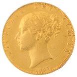 A Queen Victoria 1847 gold full sovereign coin, young head with crowned shield reverse, 7.9g Light