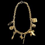 MOSCHINO - a Vintage gold plated tailor's sewing tools charm necklace, length 40cm, boxed No