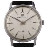 GIRARD-PERREGAUX - a Vintage stainless steel mechanical wristwatch, silvered dial with baton hour