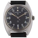 HAMILTON - a stainless steel British Military Issue mechanical wristwatch, ref. W10-6645-99 523-
