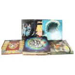 A quantity of vinyl LPs, including such artists as Black Sabbath, Hawkwind, Led Zeppelin, Hawk