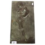 A cast-bronze panel, depicting a life form nude figure, height 38cm, signed with monogram CLG