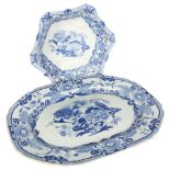 WITHDRAWN - Victorian Mason's blue and white printed meat dish, 43cm, and matching bowl