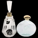 An Art Deco perfume bottle and an etched Nina Ricci flower bottle, tallest 23cm Nina Ricci,