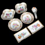 DRESDEN - pair of small porcelain dishes with painted and gilded decoration, a pair of small