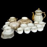 Minton Gold and White pattern teaware, Limoges porcelain teaware, Limoges Asprey's coffee pot and