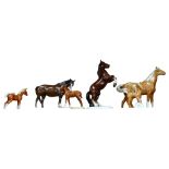 Beswick mare and foal group, no. 1811, Beswick Palomino mare and foal, and 2 other horses