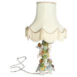 Dresden - An ornate Dresden table top lamp and shade, with cherub and floral decoration, height